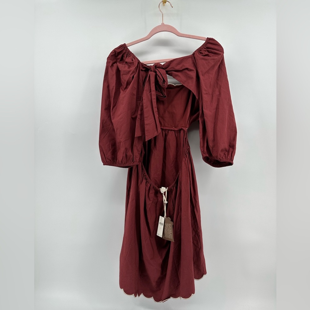 NWT Anthropologie red puffy sleeve dress - Picture 3 of 4